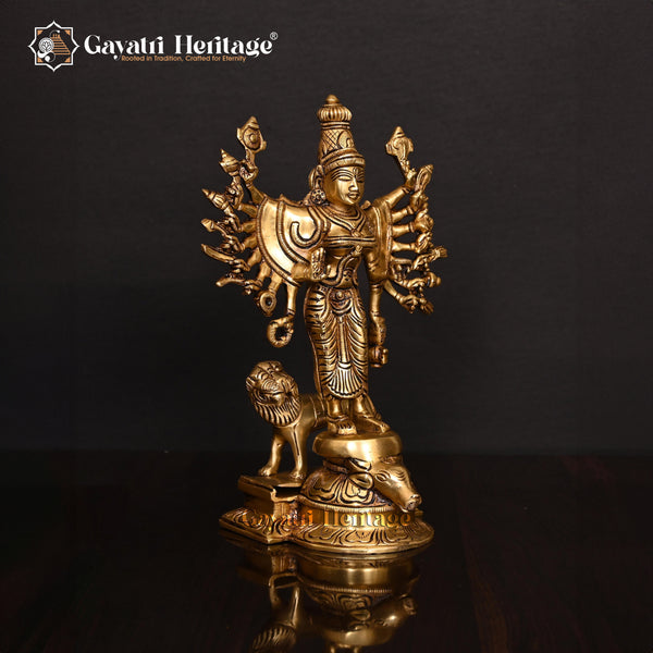 Brass Goddess Mahishasura Mardini Idol – Divine Power & Protection | Gayatri Heritage