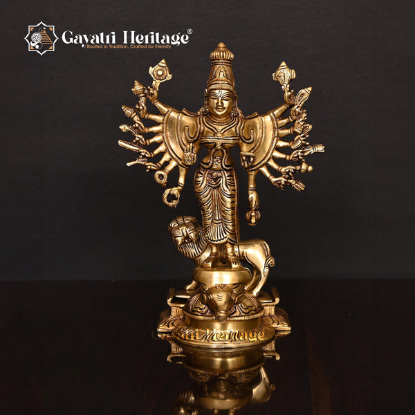 Brass Goddess Mahishasura Mardini Idol – Divine Power & Protection | Gayatri Heritage