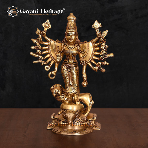 Brass Goddess Mahishasura Mardini Idol – Divine Power & Protection | Gayatri Heritage