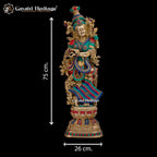 Brass Radha Krishna Statue – Majestic Devotional Sculpture | Gayatri Heritage