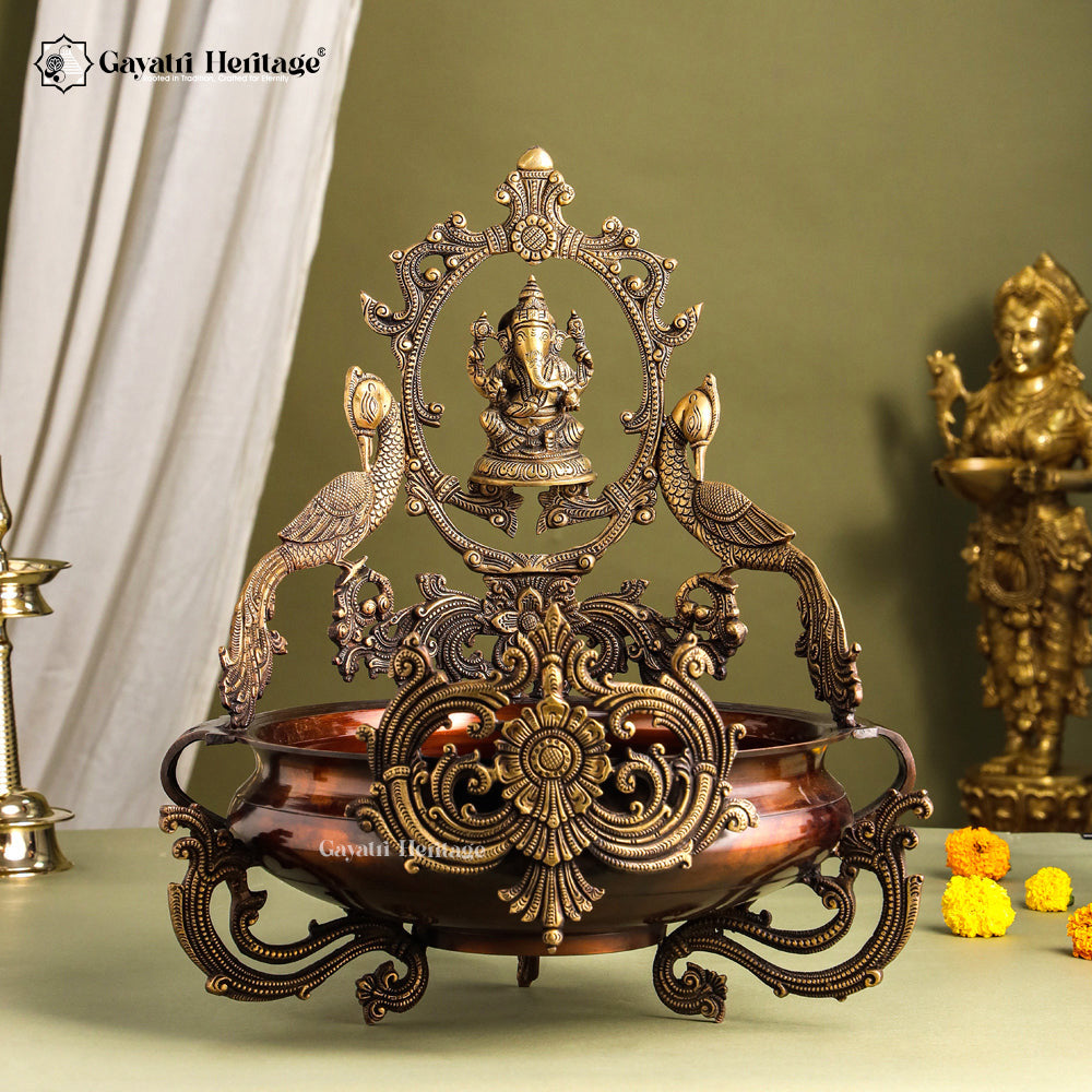 Brass Ganesha Urli – Divine Brass Décor for Prosperity | Gayatri Heritage