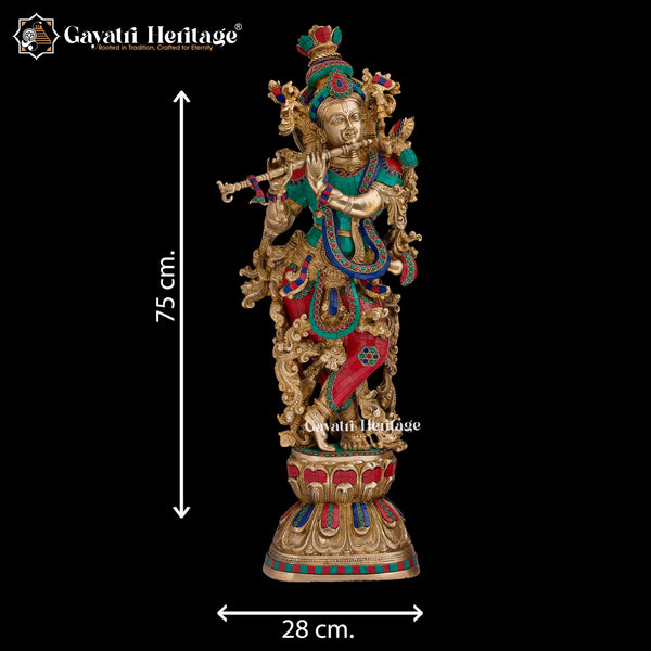 Brass Radha Krishna Statue – Majestic Devotional Sculpture | Gayatri Heritage