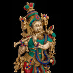 Brass Radha Krishna Statue – Majestic Devotional Sculpture | Gayatri Heritage