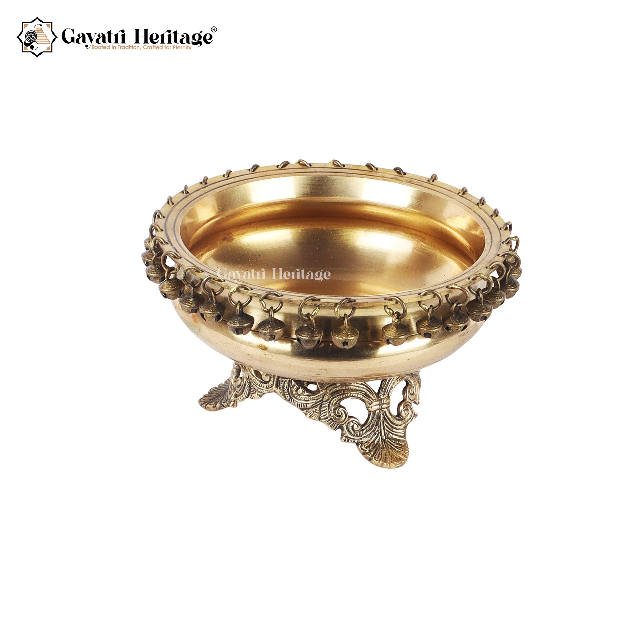 Brass Ghungroo Urli with Stand – Elegant Pooja Décor | Gayatri Heritage