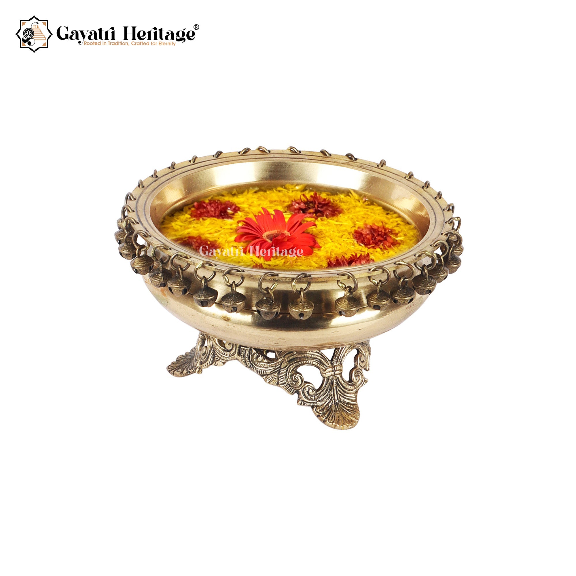 Brass Ghungroo Urli with Stand – Elegant Pooja Décor | Gayatri Heritage