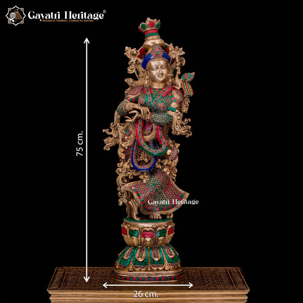 Brass Radha Rani Statue – Graceful Spiritual Sculpture | Gayatri Heritage