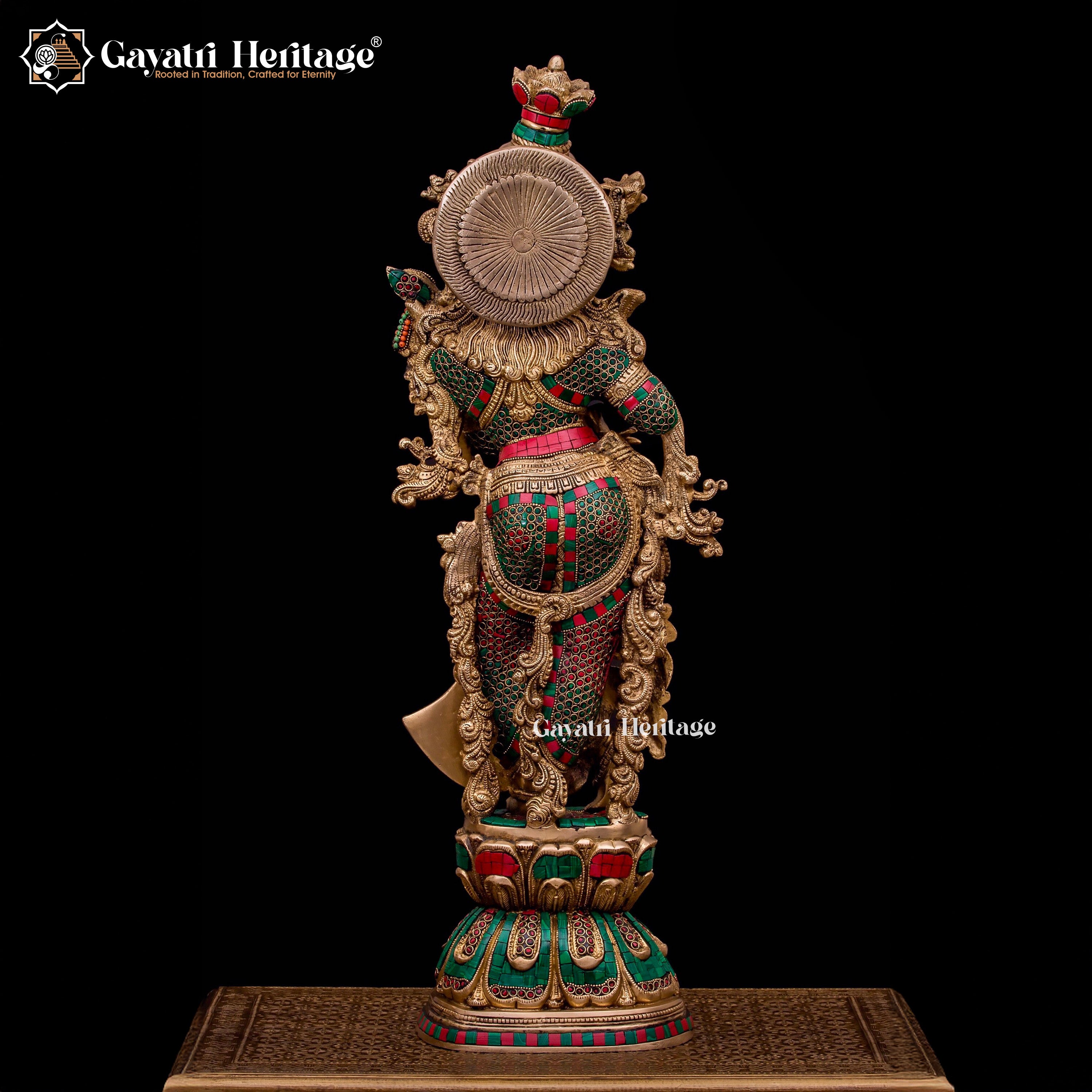 Brass Radha Rani Statue – Graceful Spiritual Sculpture | Gayatri Heritage
