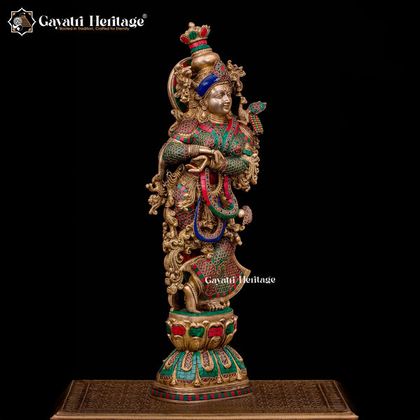 Brass Radha Rani Statue – Graceful Spiritual Sculpture | Gayatri Heritage