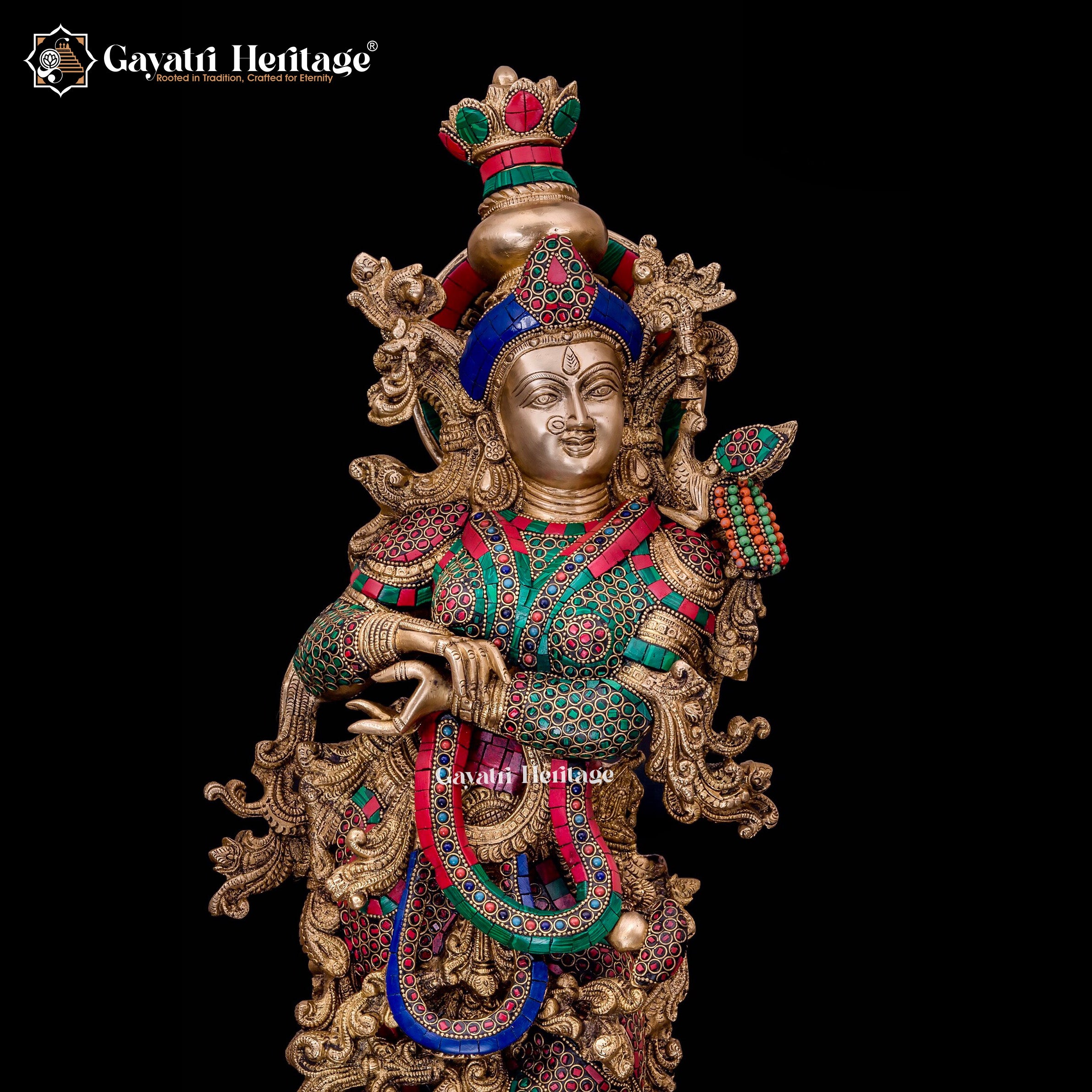 Brass Radha Rani Statue – Graceful Spiritual Sculpture | Gayatri Heritage