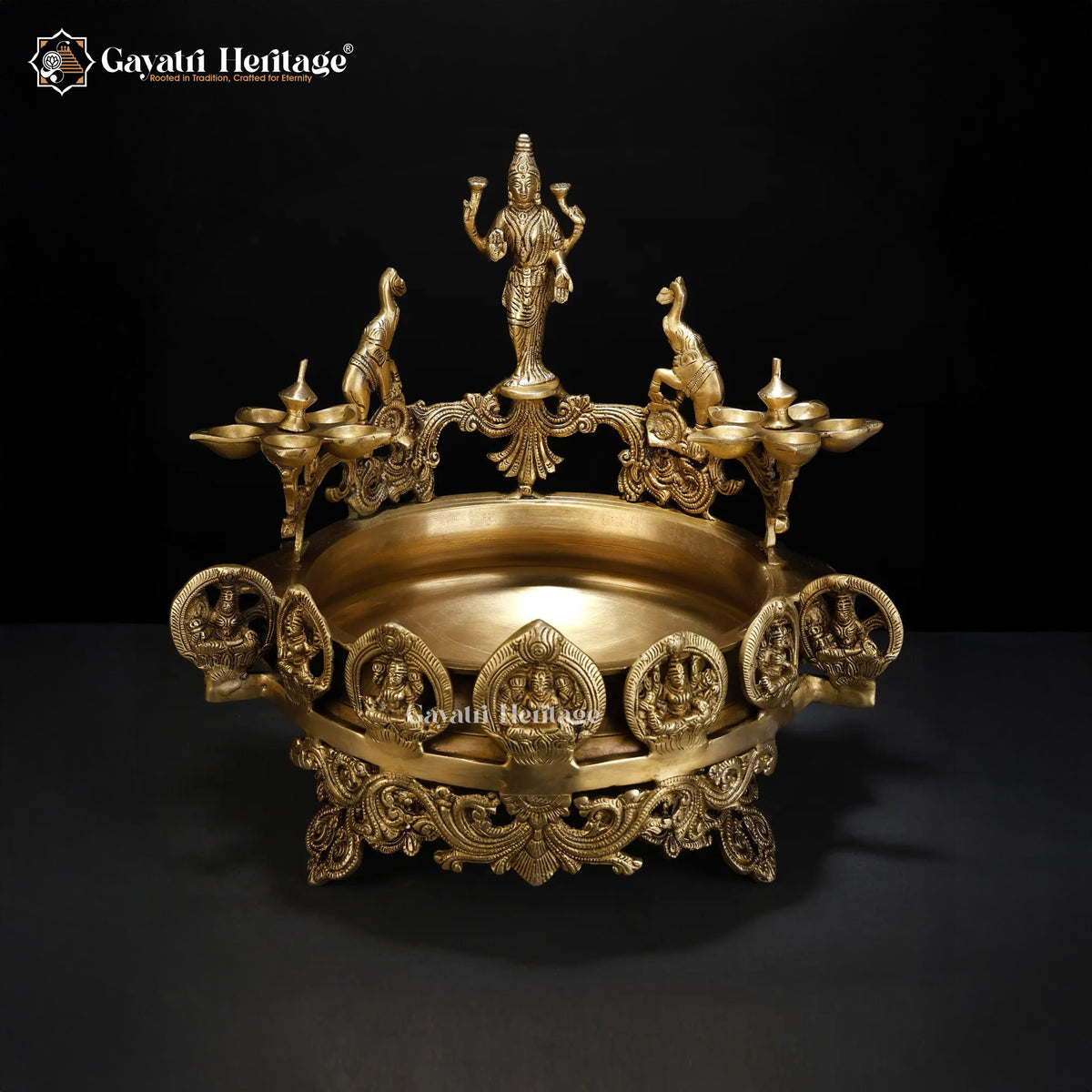 Brass Ashtalakshmi Design Urli – Auspicious Decor Bowl | Gayatri Heritage