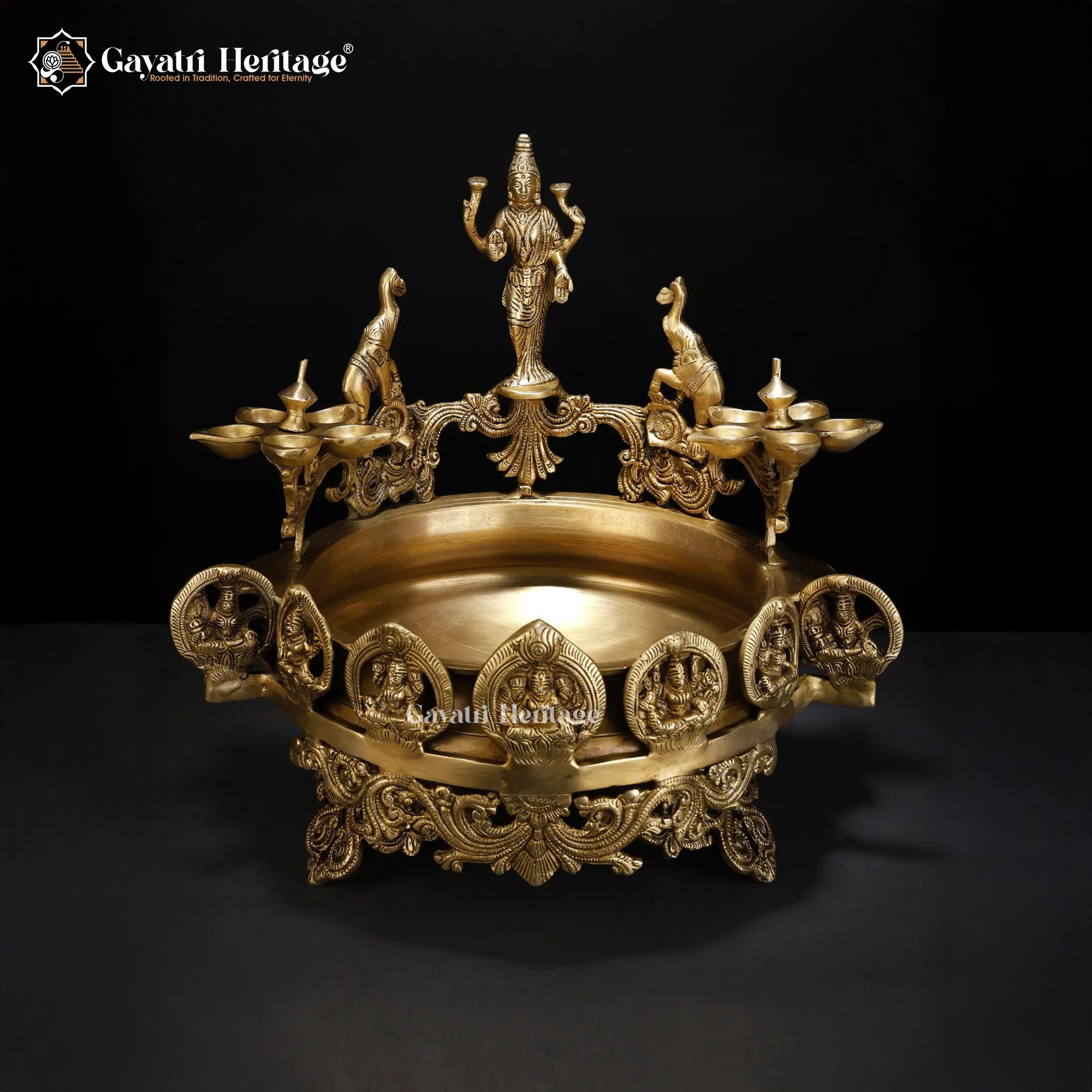 Brass Ashtalakshmi Design Urli – Auspicious Decor Bowl | Gayatri Heritage