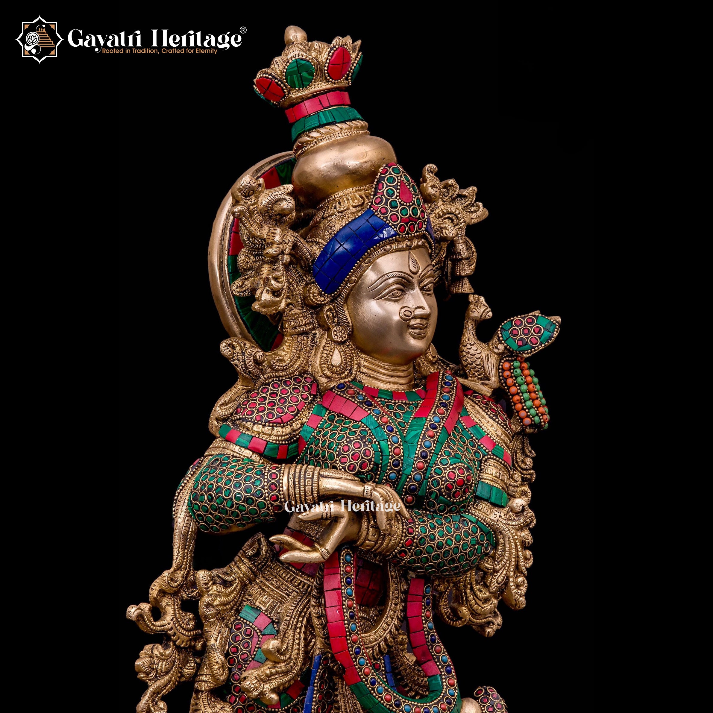 Brass Radha Rani Statue – Graceful Spiritual Sculpture | Gayatri Heritage