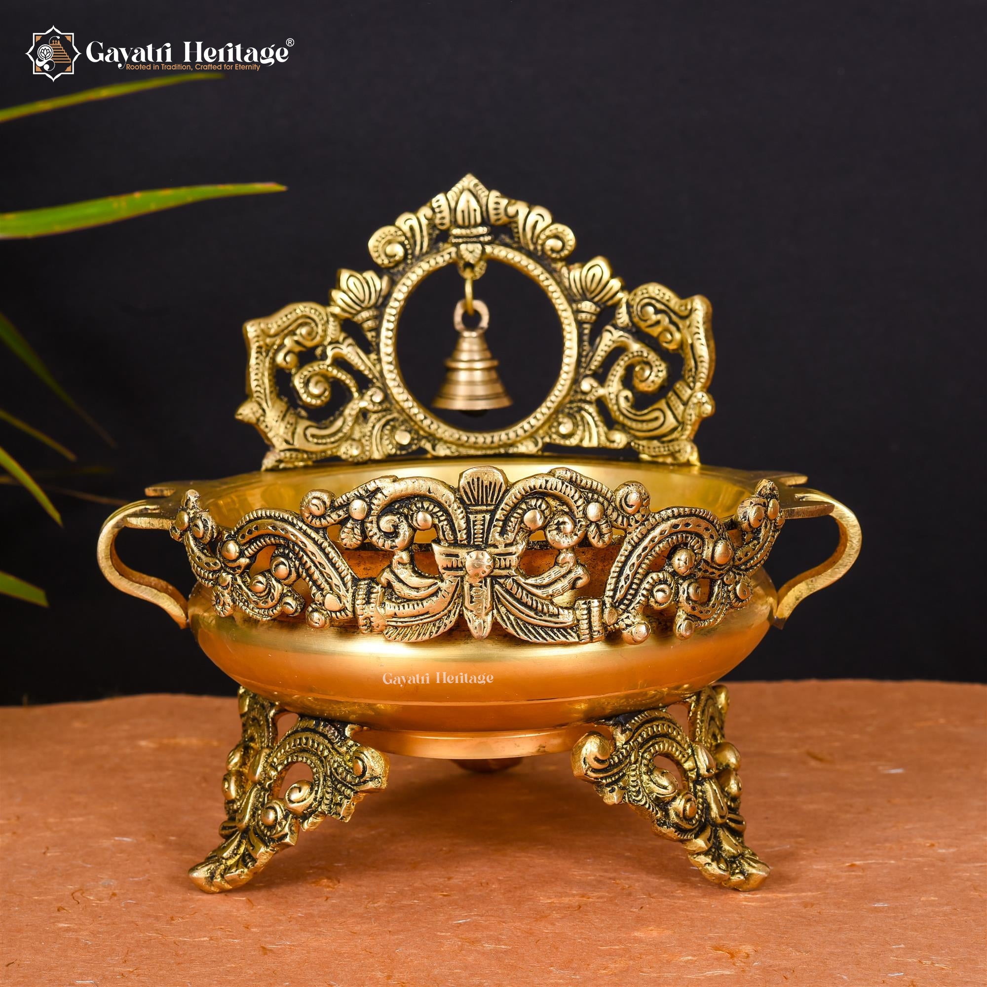 Brass Bell Design Urli – Elegant Décor for Spiritual Spaces | Gayatri Heritage