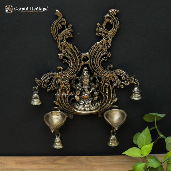 Brass Wall Decoration Ganesha with Diya – Divine Blessings for Your Home | Gayatri Heritage