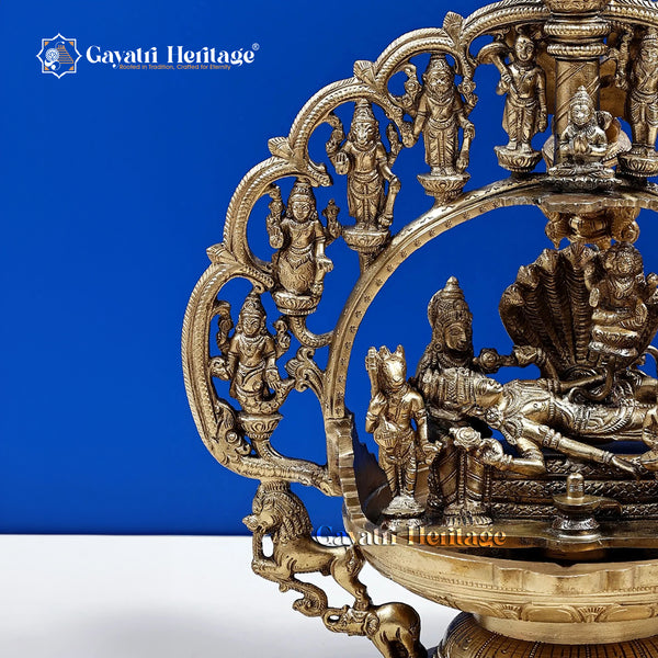 Brass Dasavatharam Lamp – Divine Light of Ten Incarnations | Gayatri Heritage