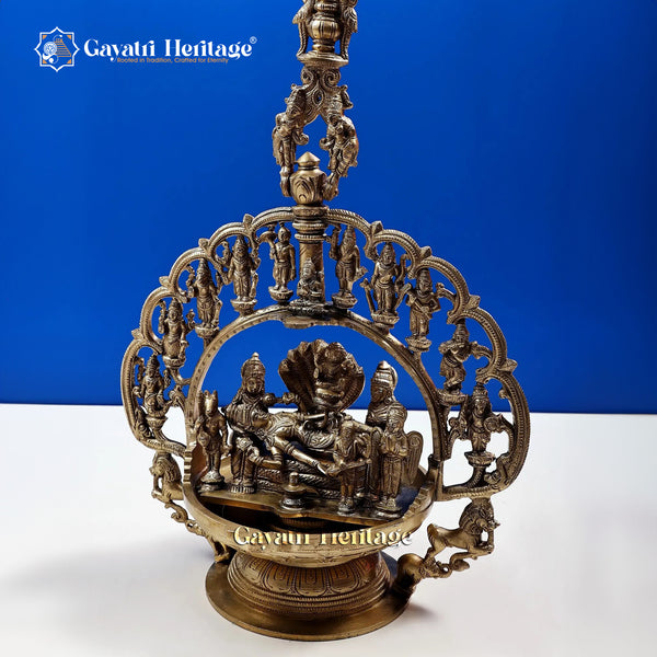 Brass Dasavatharam Lamp – Divine Light of Ten Incarnations | Gayatri Heritage