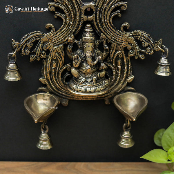 Brass Wall Decoration Ganesha with Diya – Divine Blessings for Your Home | Gayatri Heritage