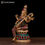 Brass Saraswati Statue – Divine Goddess of Knowledge | Gayatri Heritage