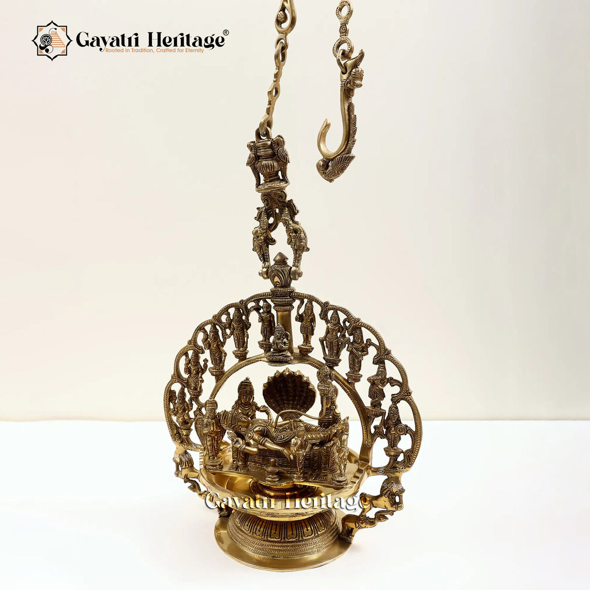 Brass Dasavatharam Hanging Lamp – Light of Ten Incarnations | Gayatri Heritage