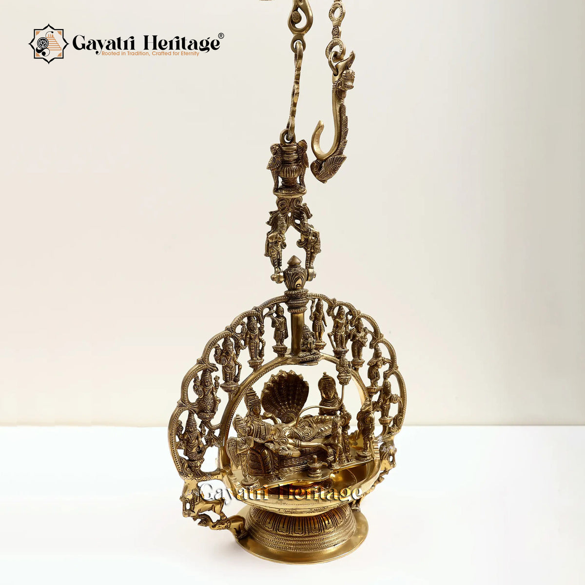 Brass Dasavatharam Hanging Lamp – Light of Ten Incarnations | Gayatri Heritage