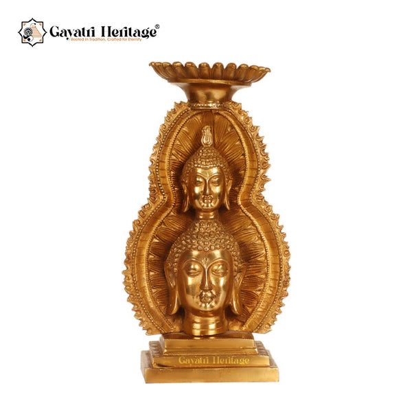 Brass Lord Buddha Head Candle Stand – A Serene Blend of Spiritual Peace and Elegant Lighting | Gayatri Heritage