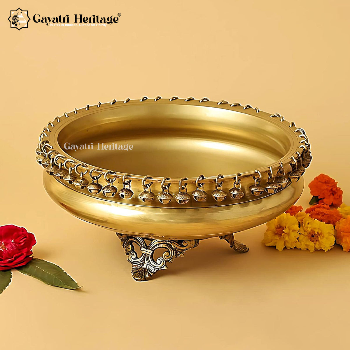 Brass Big Size Ghungroo Urli – Traditional Decorative Bowl | Gayatri Heritage