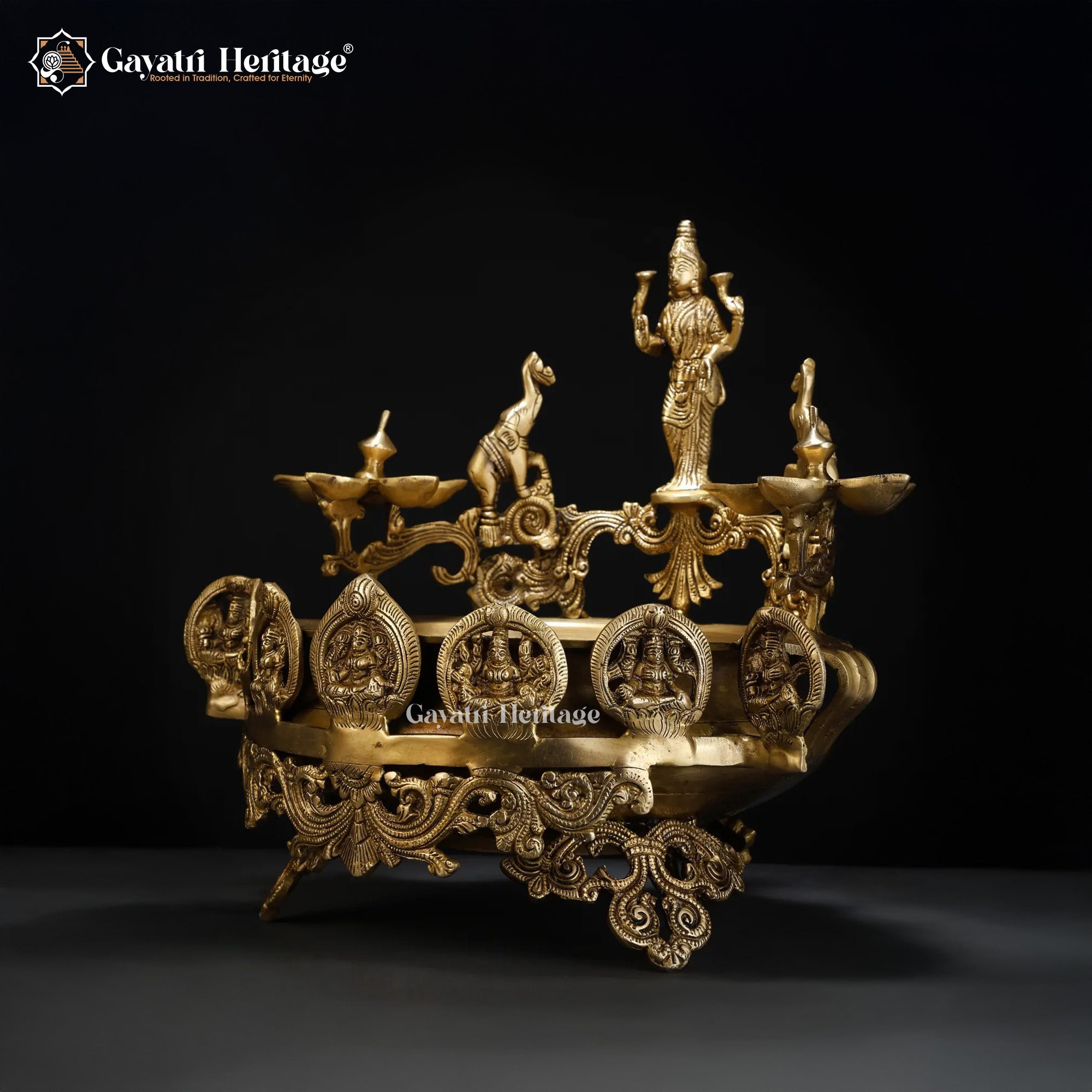 Brass Ashtalakshmi Design Urli – Auspicious Decor Bowl | Gayatri Heritage