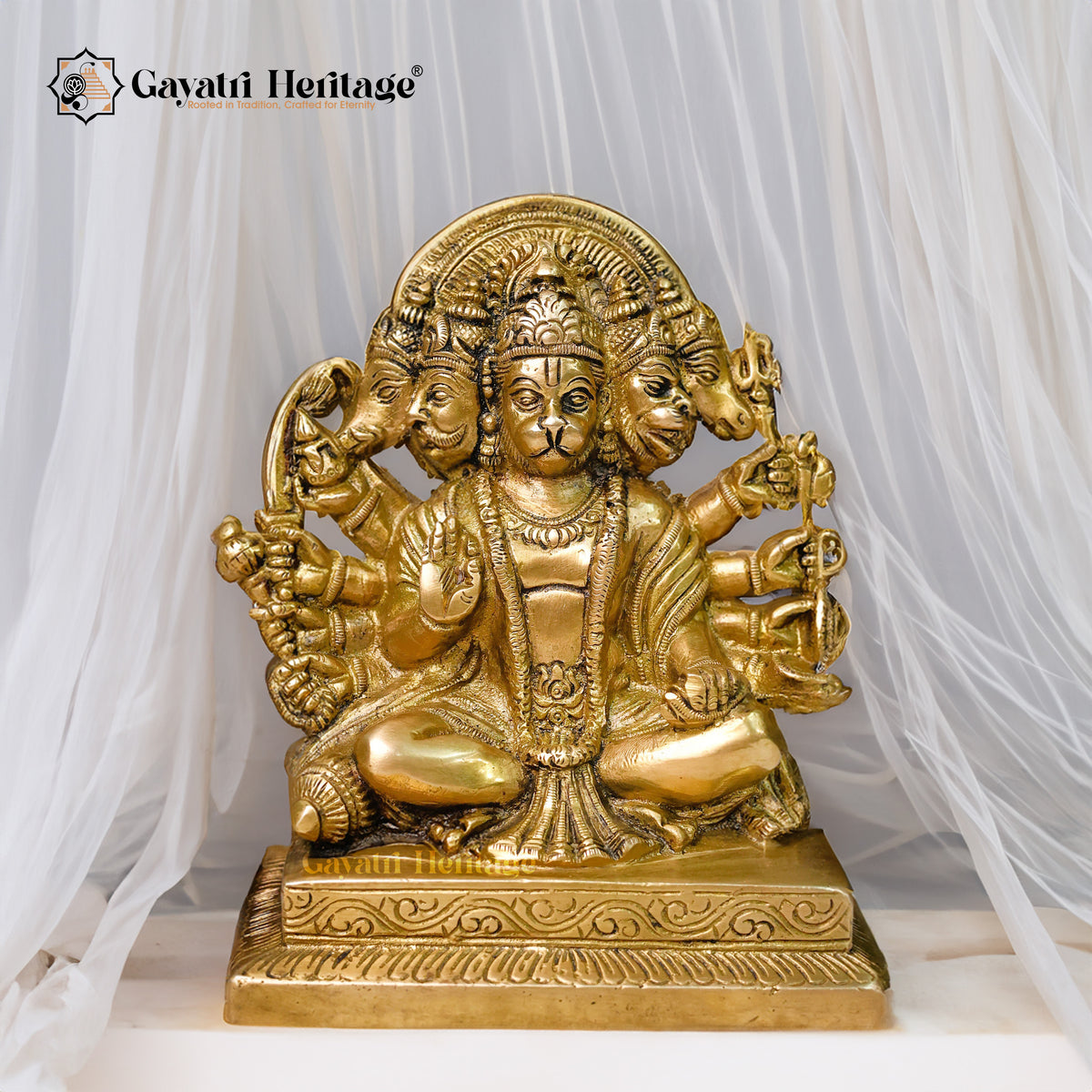 Brass Panchmukhi Hanuman – Devotional Sculpture | Gayatri Heritage