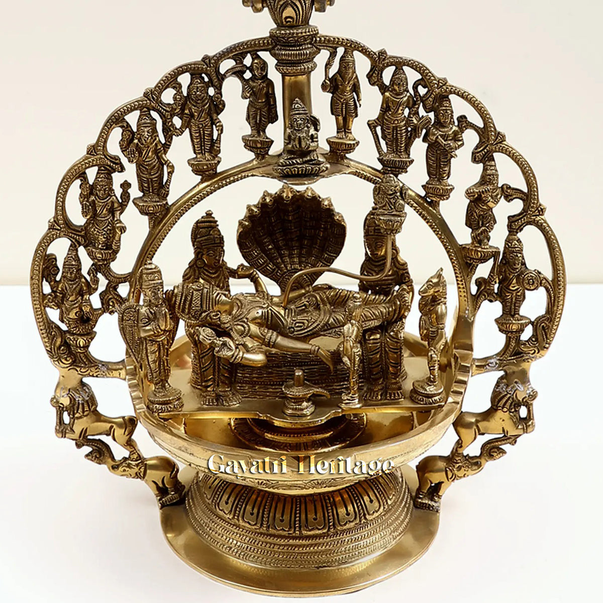 Brass Dasavatharam Hanging Lamp – Light of Ten Incarnations | Gayatri Heritage