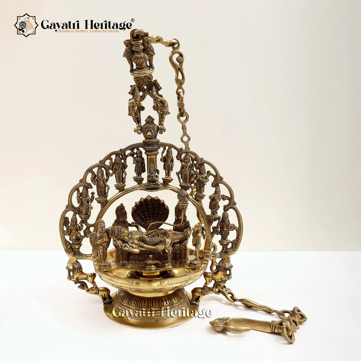 Brass Dasavatharam Hanging Lamp – Light of Ten Incarnations | Gayatri Heritage