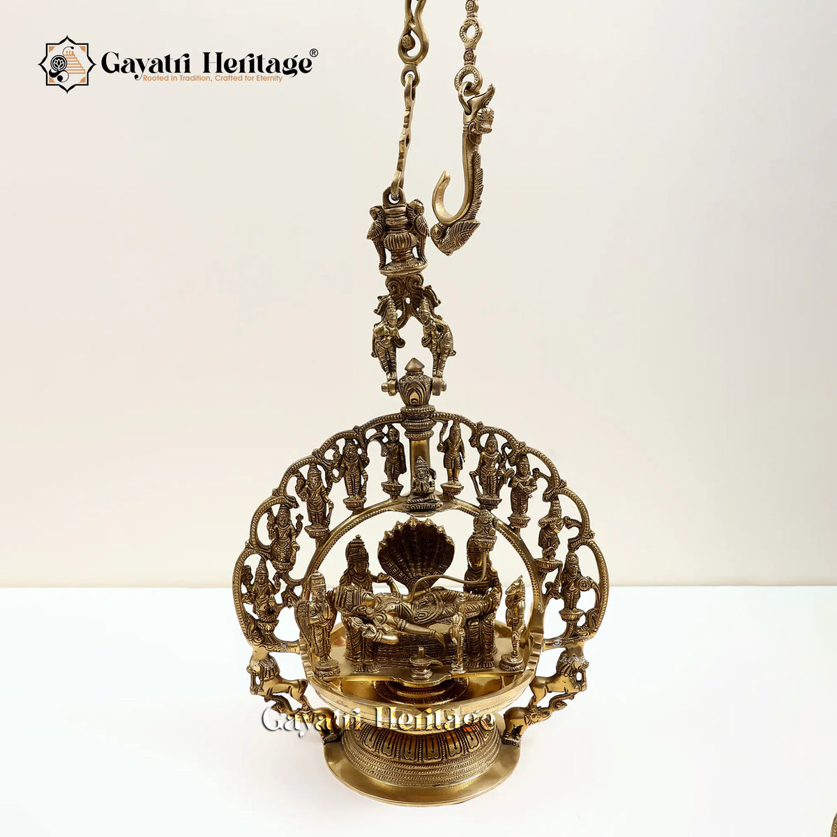 Brass Dasavatharam Hanging Lamp – Light of Ten Incarnations | Gayatri Heritage