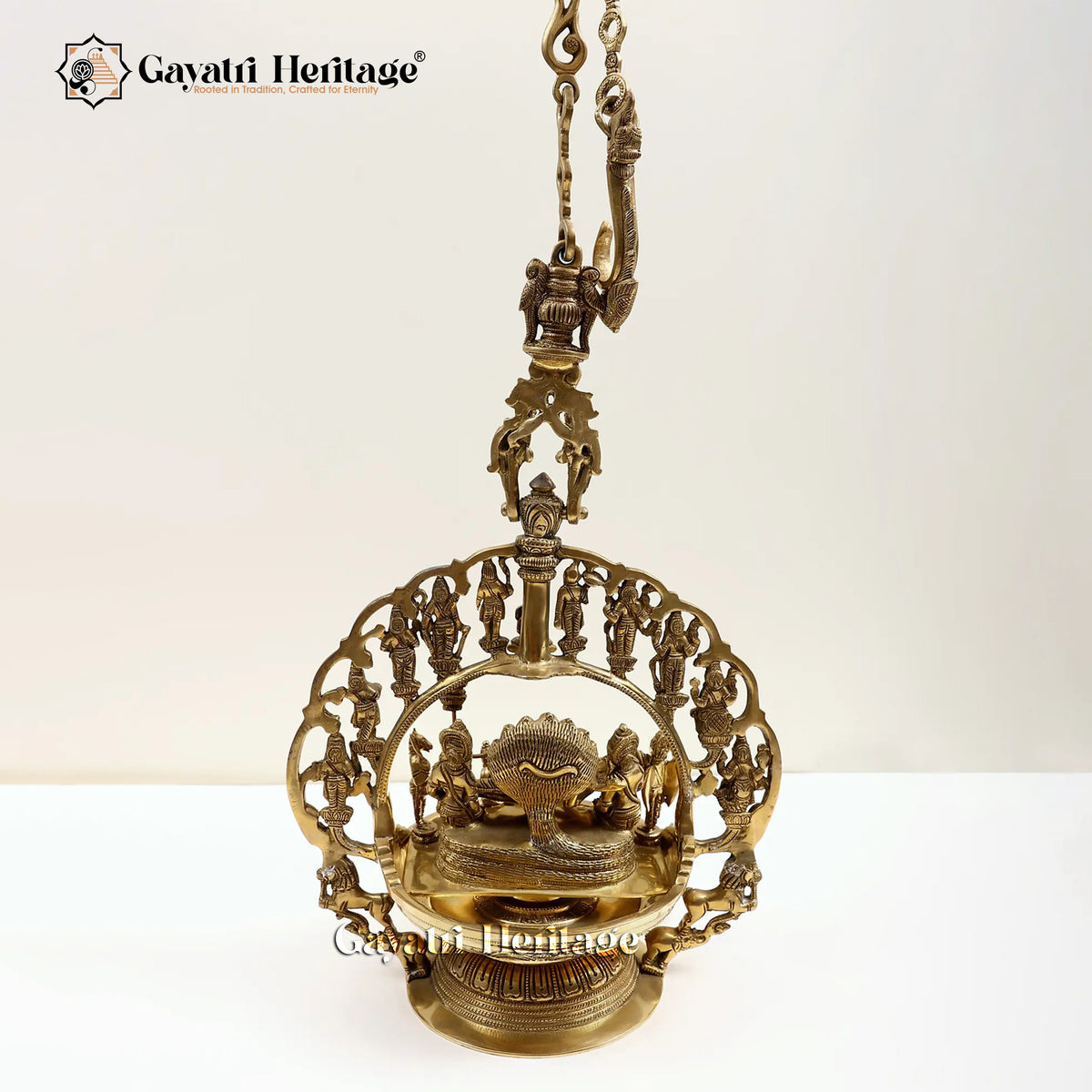 Brass Dasavatharam Hanging Lamp – Light of Ten Incarnations | Gayatri Heritage