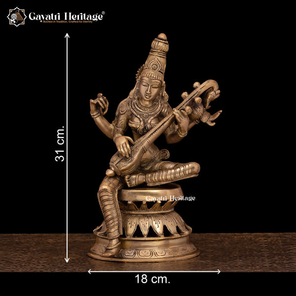 Brass Saraswati Idol – Wisdom and Creativity | Gayatri Heritage