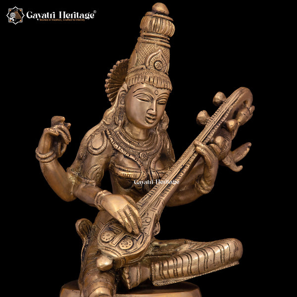 Brass Saraswati Idol – Wisdom and Creativity | Gayatri Heritage