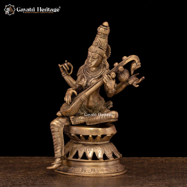 Brass Saraswati Idol – Wisdom and Creativity | Gayatri Heritage