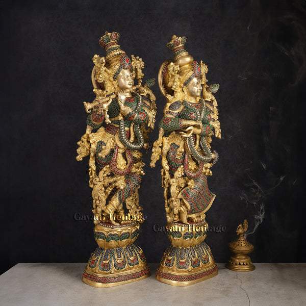 Brass Radha Krishna Idol – Spiritual Symbol of Love | Gayatri Heritage