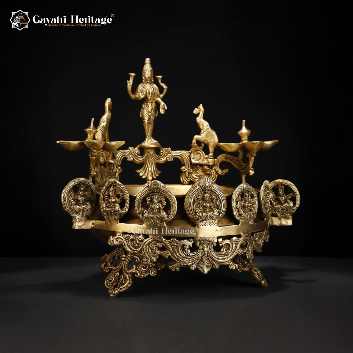 Brass Ashtalakshmi Design Urli – Auspicious Decor Bowl | Gayatri Heritage