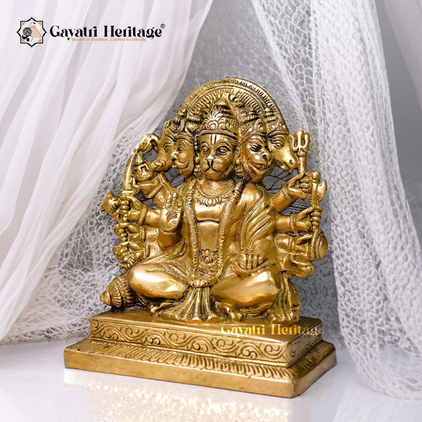 Brass Panchmukhi Hanuman – Devotional Sculpture | Gayatri Heritage