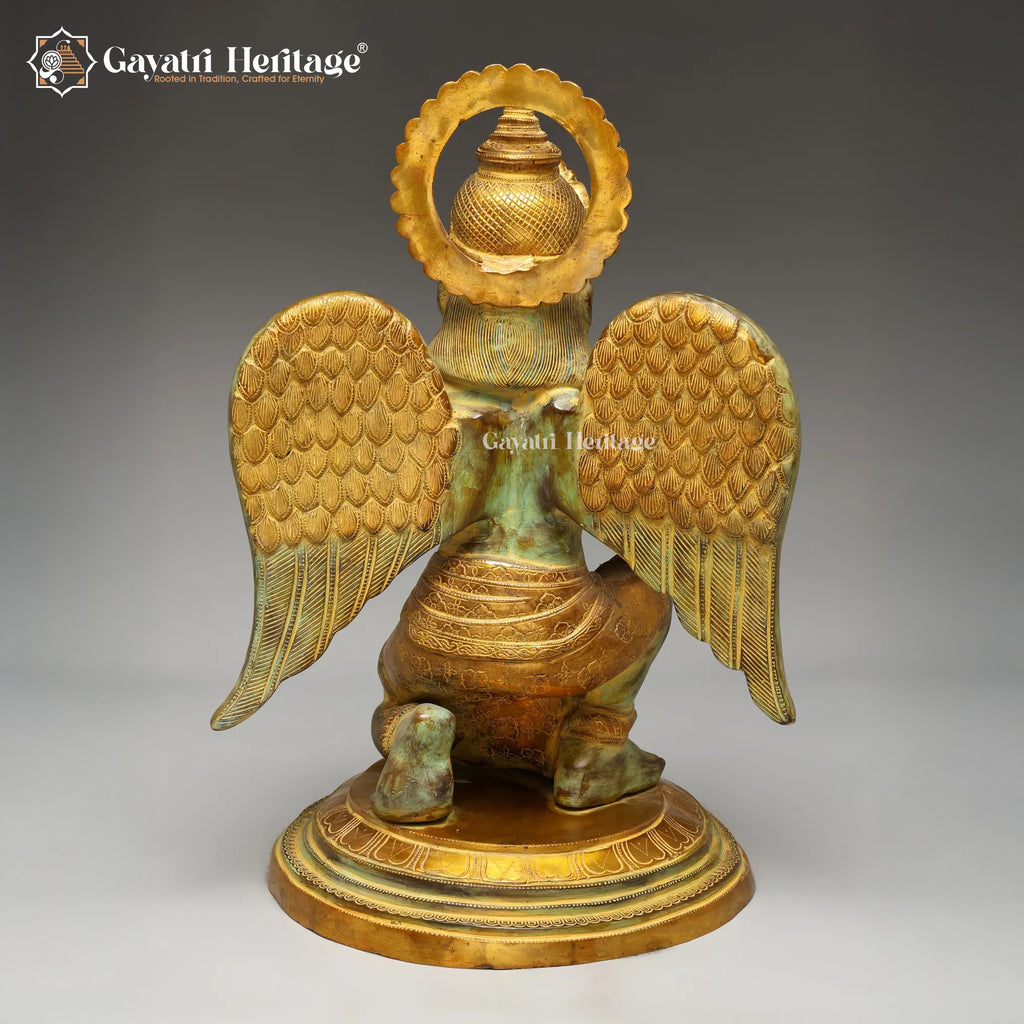 Brass Garuda in Namaskar Sitting Position – Superfine Chola Finish | Gayatri Heritage