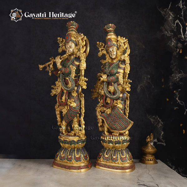 Brass Radha Krishna Idol – Spiritual Symbol of Love | Gayatri Heritage