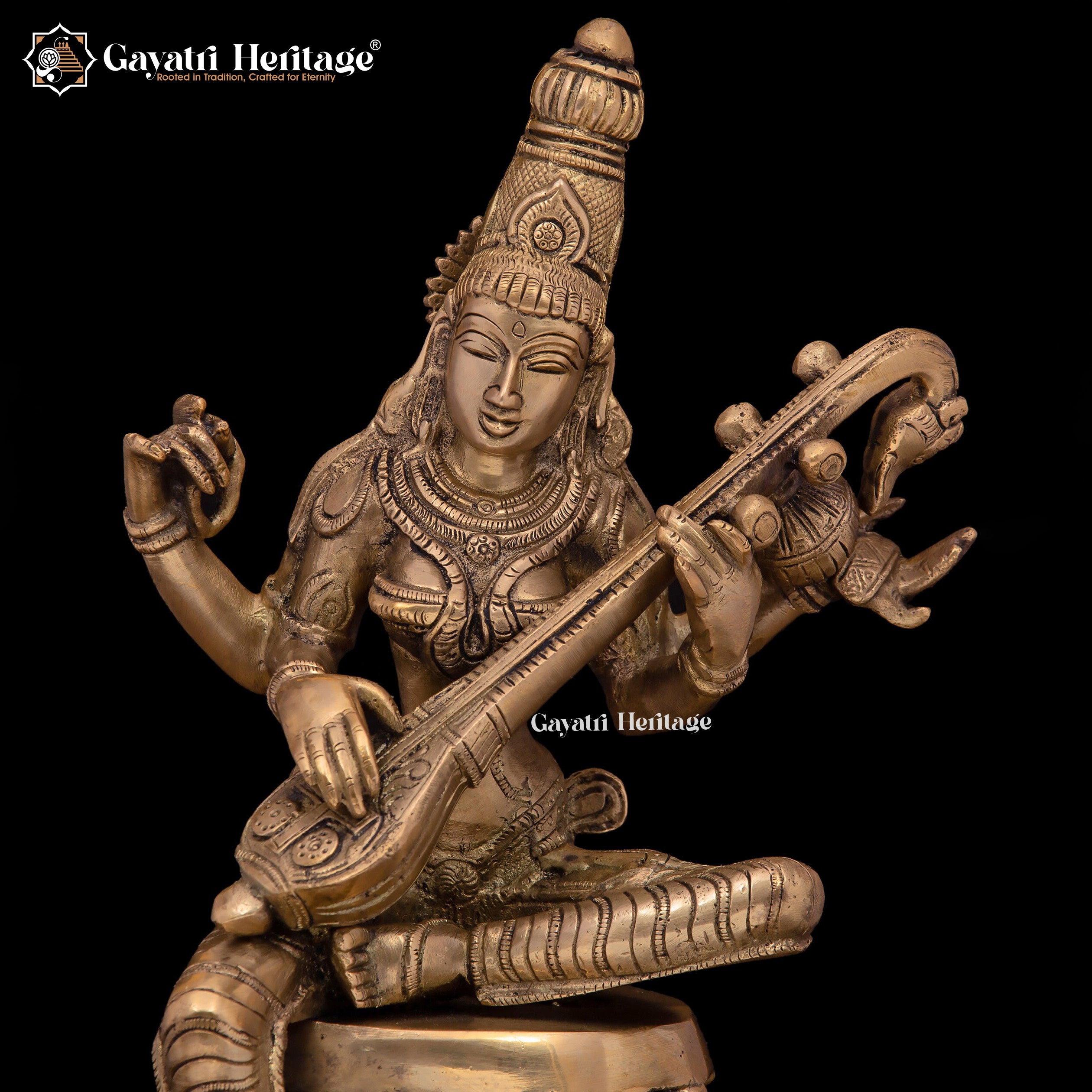 Brass Saraswati Idol – Wisdom and Creativity | Gayatri Heritage
