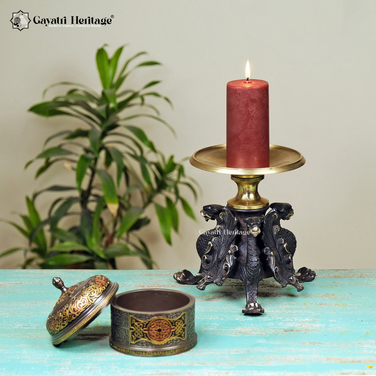 Brass Jaguar Candle Stand – Unique Lighting Décor | Gayatri Heritage