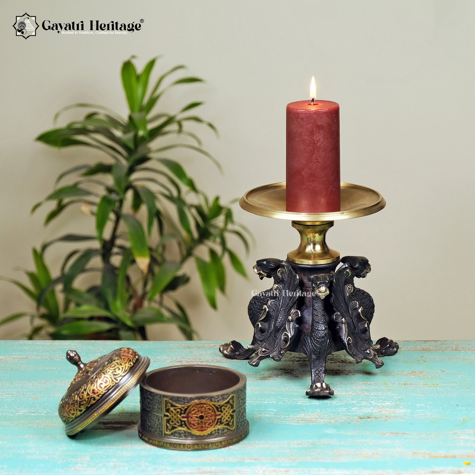 Brass Jaguar Candle Stand – Unique Lighting Décor | Gayatri Heritage