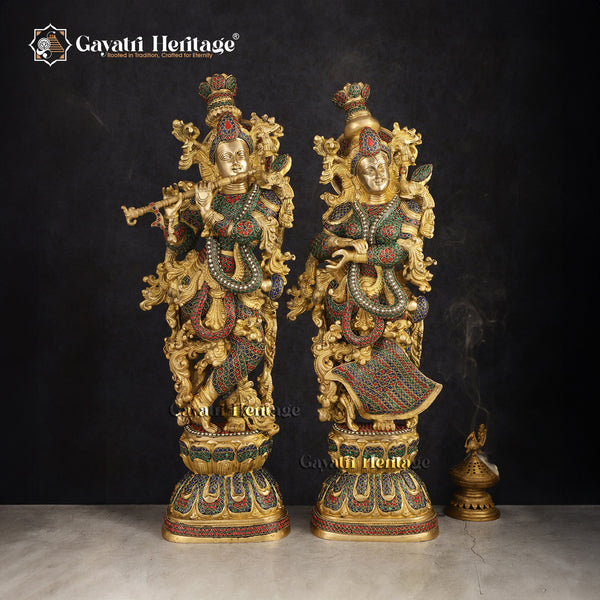 Brass Radha Krishna Idol – Spiritual Symbol of Love | Gayatri Heritage