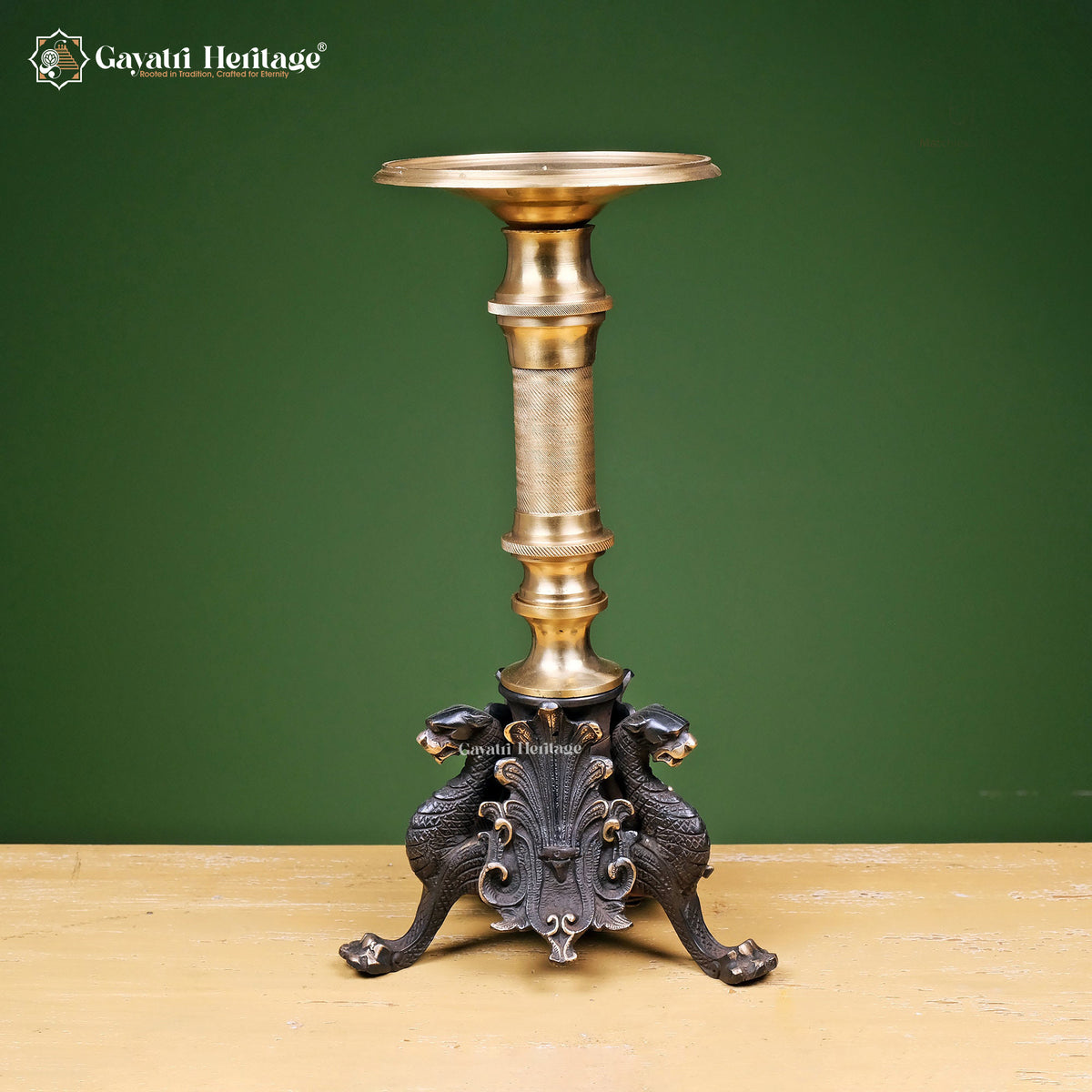 Brass Jaguar Design Candle Stand – Elegant Lighting Décor | Gayatri Heritage
