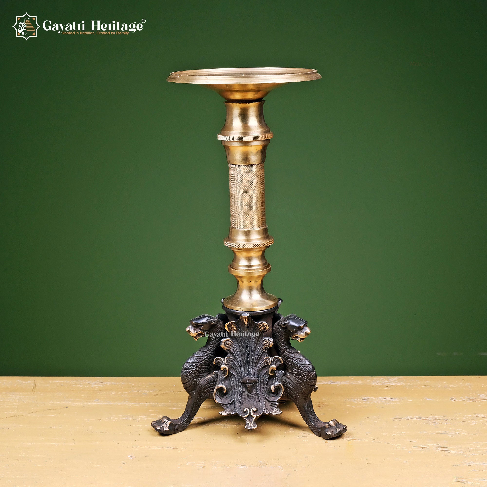 Brass Jaguar Design Candle Stand – Elegant Lighting Décor | Gayatri Heritage