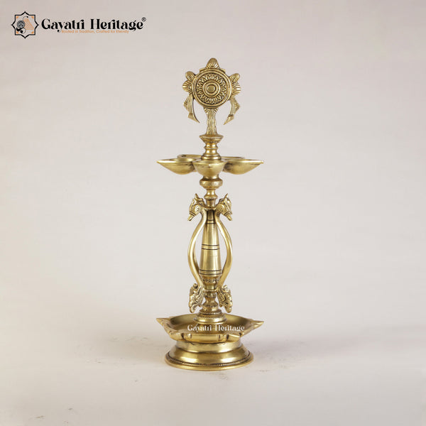 Brass Shankh Chakra Lamp/Deepam – Sacred Spiritual Lighting | Gayatri Heritage