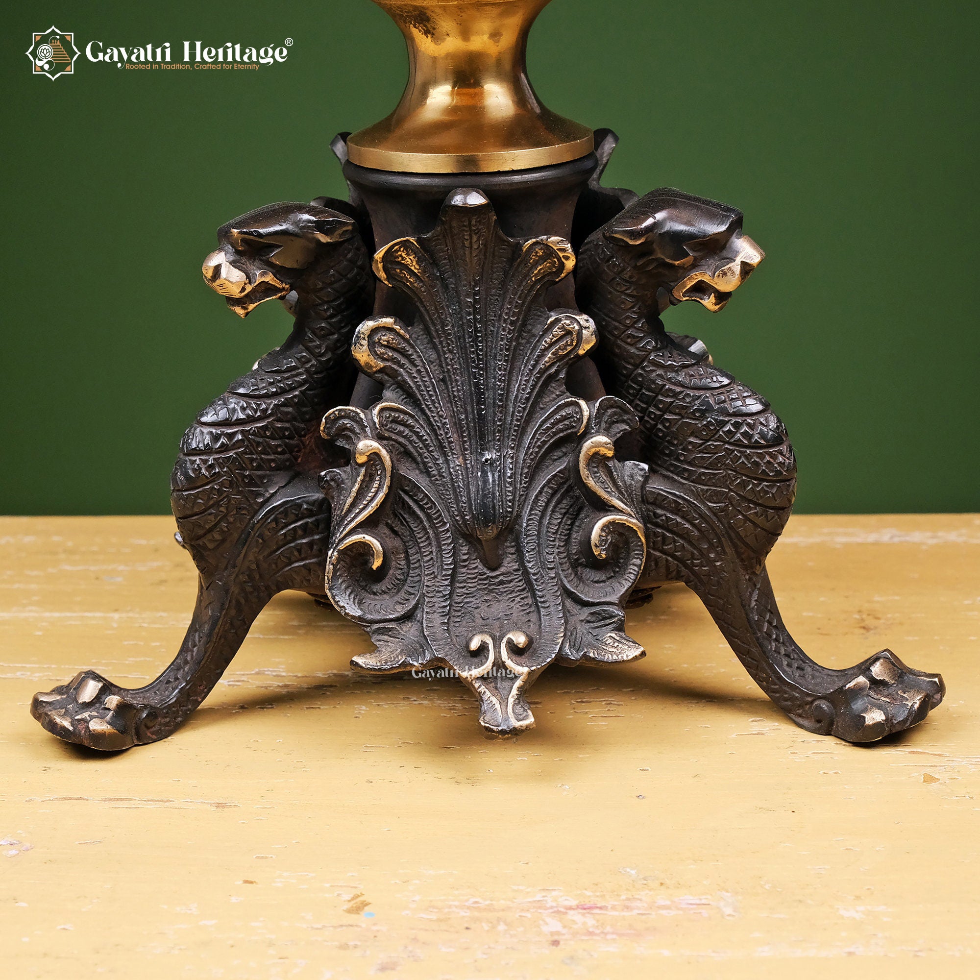 Brass Jaguar Design Candle Stand – Elegant Lighting Décor | Gayatri Heritage