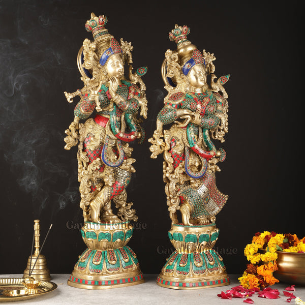 Brass Radha Krishna Idol – Timeless Devotional Art | Gayatri Heritage