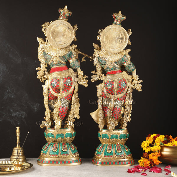 Brass Radha Krishna Idol – Timeless Devotional Art | Gayatri Heritage